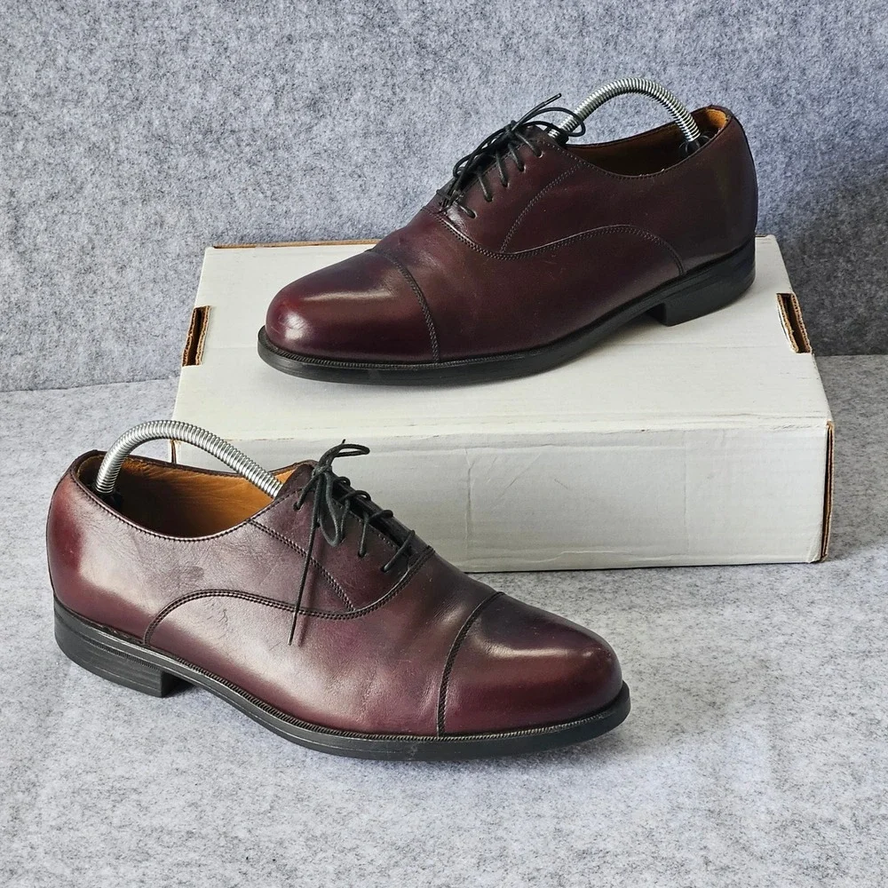 Florsheim Comfortech Mens Burgundy Leather Cap Toe Oxford Dress Shoes